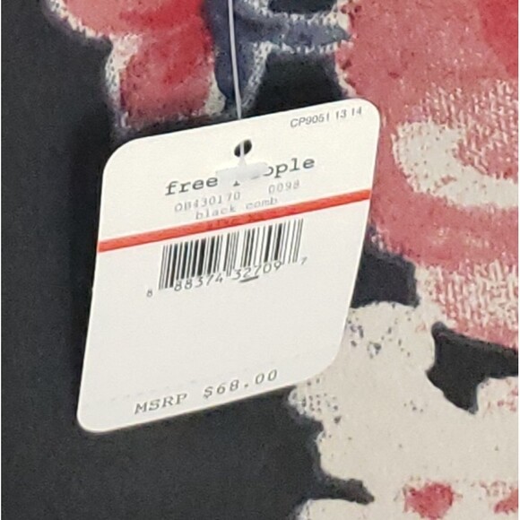 Free People Black Crepe Floral Faux Wrap Dress XSMALL - Picture 13 of 13